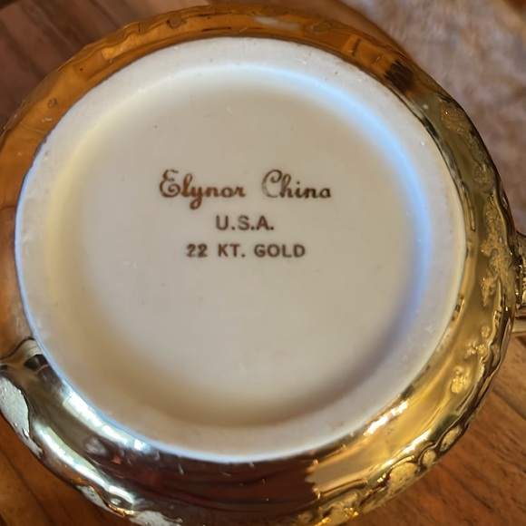 Elynor China Vintage Midcentury 22kt set made in the USA.Sugar bowl/lid +creamer - Picture 8 of 9